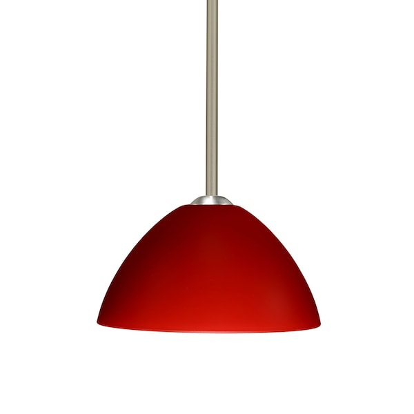 Besa Lighting Tessa Stem Pendant, Red Matte, Satin Nickel Finish, 1x75W Incandescent 1TT-420131-SN - main